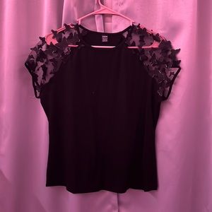 Shein Black Butterfly Shirt